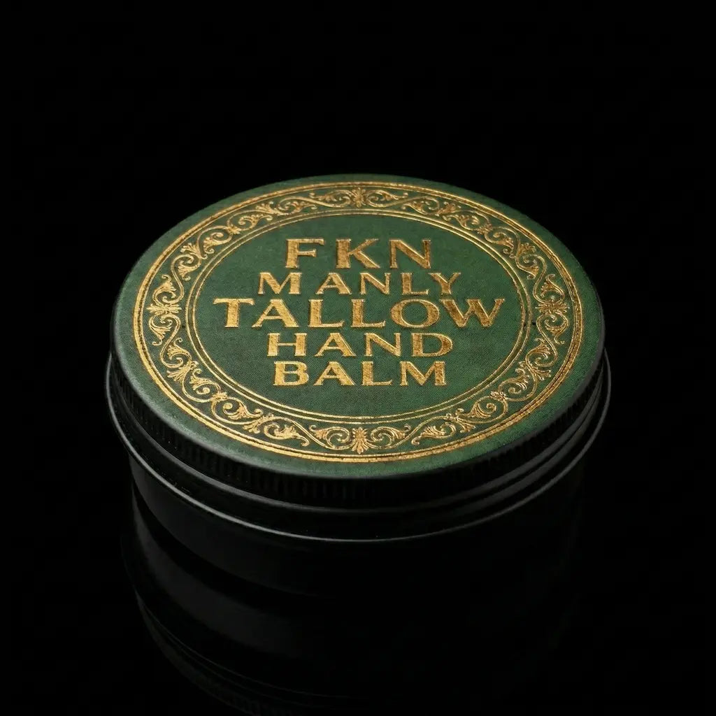  Image of heavy-duty beef tallow skin balm tin with organic beeswax and sweet almond oil